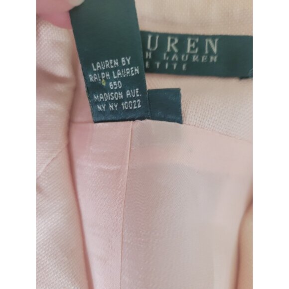 Lauren Ralph Lauren 100% Linen Blazer Peach Office Siren Legally Blonde Preppy - Picture 6 of 6